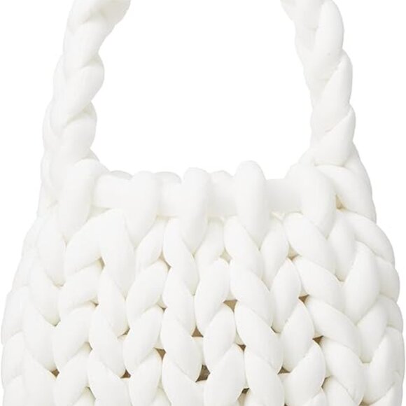 Neiman Marcus White Handmade Woven Knit Satchel Purse - Picture 4 of 4